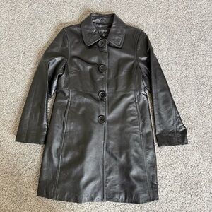 Colebrook Black Genuine Soft Leather Snap Close Coat Jacket Gothic Women’s M
